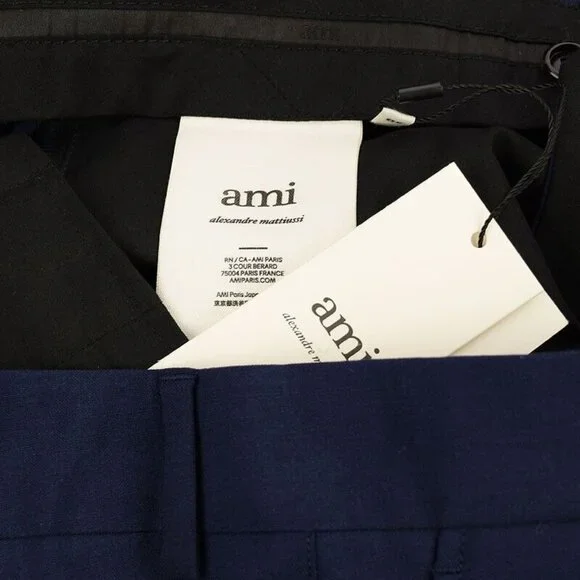 AMI ALEXANDRE MATTIUSSI Mens Blue CAROTT Fit Wool Button Fly Dress Pants 38 NWT